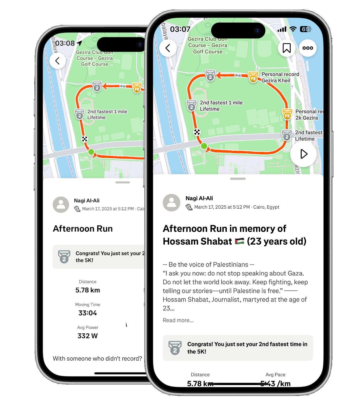 strava activity screenshot without sound of palestine app